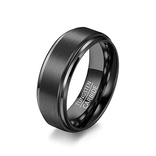 Ring Tungsten Schwarz, Damen Ring 62 8MM Modeschmuck Zubehör Cool Jahrestagsgeschenk für Ihn von Stfery