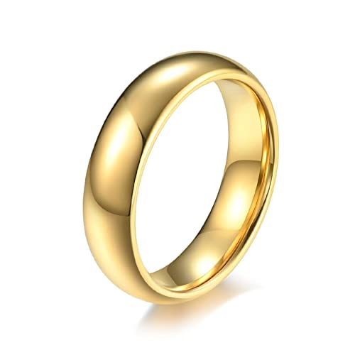 Ring Wolframcarbid, Goldring Gr 52 6MM Modeschmuck Frauen Damen Mädchen Jubiläumsgeschenk für Sie von Stfery