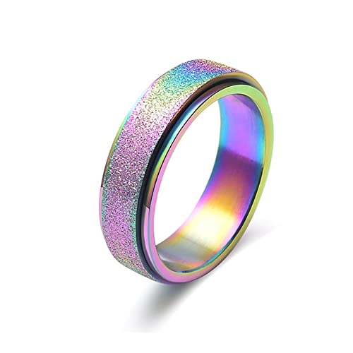 Spinning Ring Edelstahl, Ehering Mann Anxiety Farbe Anti Stress Siebenfarbiger Perlensand 45 (14.3) Schmuck Geschenk von Stfery