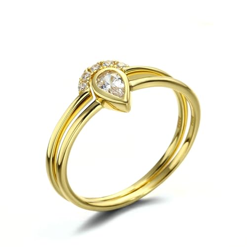 Stfery 18 Karat Ring Ringe für Damen Tropfen Diamant Ring Verlobung Damen von Stfery