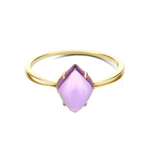 Stfery 18 Karat Ring Ringe für Frauen Besonderer Amethyst Ring Damen Nickelfrei von Stfery