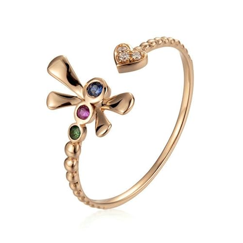 Stfery 18 Karat Rose Gold Ring Damen, Eheringe mit Saphir, Rubin, Smaragd, Diamantring Echte Goldschmuck, Gr.56 (17.8) von Stfery