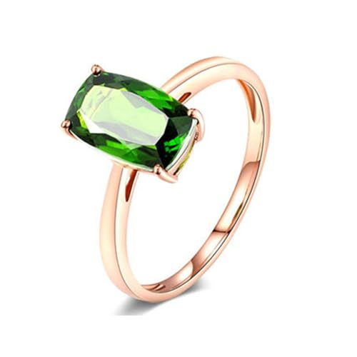 Stfery 18 Karat Rotgold Ring Damen, Verlobung Ringe mit Diopsid Grün in Quadratschliff, Ringe Echte Goldschmuck, Gr.56 (17.8) von Stfery