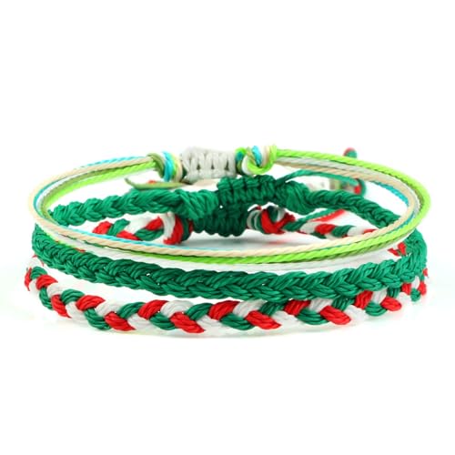 Stfery 3-Teiliges Set Einstellbar Armbänder für Damen Geflochten Armbänder Damen Grün Rot Weiß Geflochten Armbänder Stfery 3-Teiliges Set Einstellbar Armbänder für Damen Geflochten Armbänder Damen Grün Rot Weiß Geflochten Armbänder von Stfery