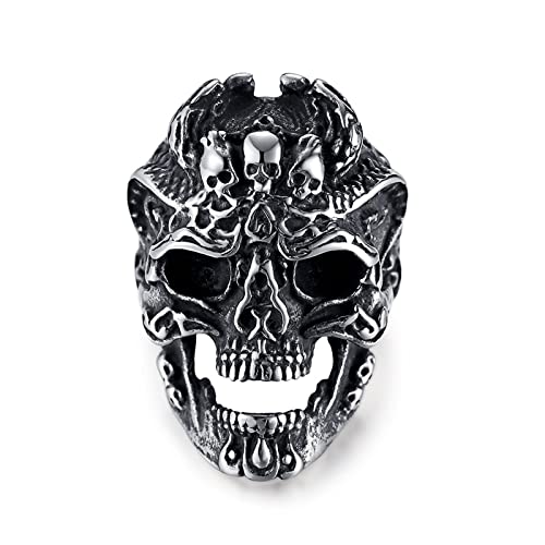 Stfery Bandring Edelstahl, Herren Ring Totenkopf Primärfarbe 60 (19.1) Modeschmuck Geburtstags Geschenk für Freund von Stfery