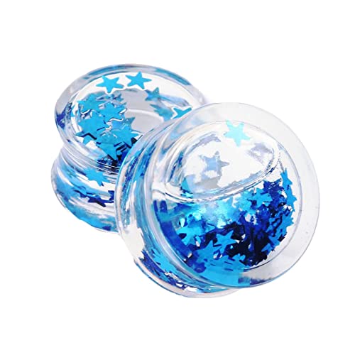 Stfery Damen Plug Ohr 14mm, 2 Stk Ear Tunnel Acrylic Set Blau Damen Plug Ohr Mit Wasser Und Sternform von Stfery