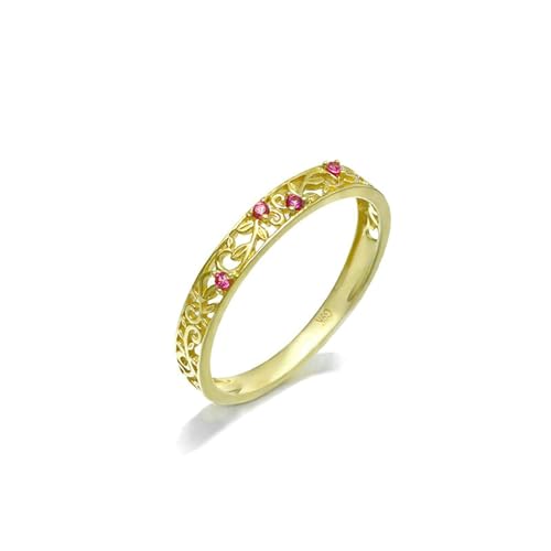 Stfery Damen Schmuck Gold 585 Ringe für Damen Rund Korund Ringe für Damen von Stfery