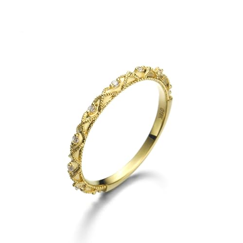 Stfery Echtgold 585 Ring für Damen Rund Zirkonia Ringe für Damen Klassisch von Stfery