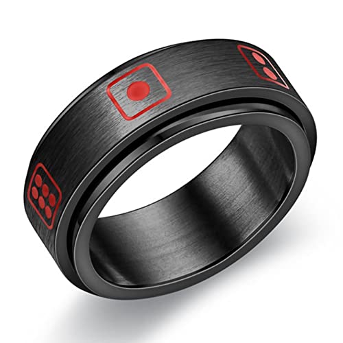 Stfery Edelstahl Ring 8MM Doppelrotationswürfel Herren Ring Personalisiert Schwarz Rot Dezenter Verlobungsring zum Valentinstag, 65 (20.7) von Stfery