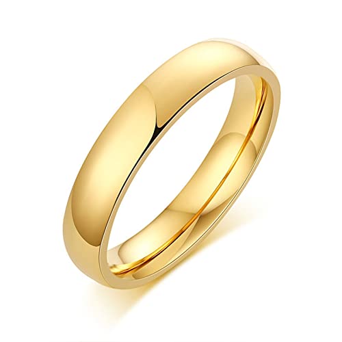 Stfery Edelstahl Ring Breit Damen Paar Knuckle Ring Gold Hand Ring 4MM zum Valentinstag, Größe 57 (18.1) von Stfery