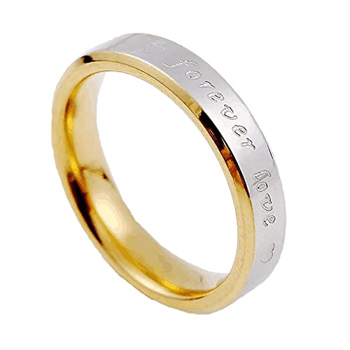 Stfery Edelstahl Ring Männer 4MM Forever Love Ring Women Gold-Silber Matching Rings zum Valentinstag, 57 (18.1) von Stfery