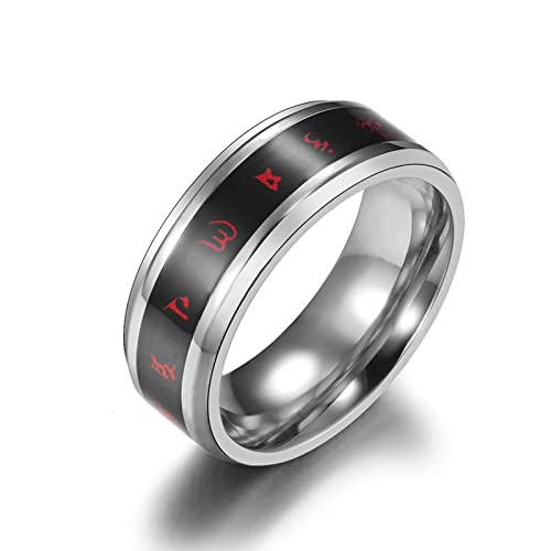 Stfery Edelstahl Ring Trauring, Ringe 62 Damen Stahl Buddhistisches Mantra Modeschmuck Geburtstags Geschenk für Freund von Stfery