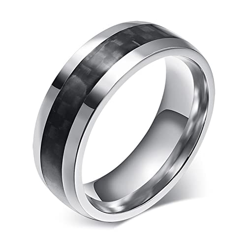 Stfery Edelstahl Ring Trauring Einfach Herren Ring Set Stahl Schwarz Verlobungsring Mann zum Valentinstag, Größe 54 (17.2) von Stfery