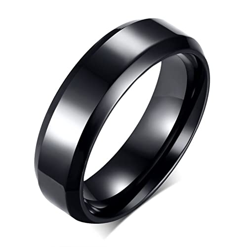 Stfery Edelstahlringe Herren Einfach Hochzeit Ringe Schwarz Herren Ring Zeigefinger zum Valentinstag, Größe 60 (19.1) von Stfery