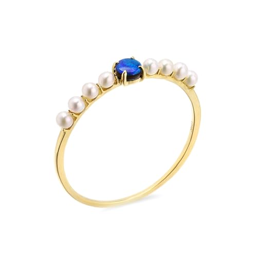 Stfery Ehering 18 Karat Ringe für Frauen Rund Opal Ring Frauen Verlobung von Stfery
