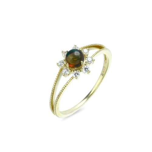 Stfery Ehering Damen 585 Echtgold Ring für Damen Rund Opal Partnerring Damen von Stfery