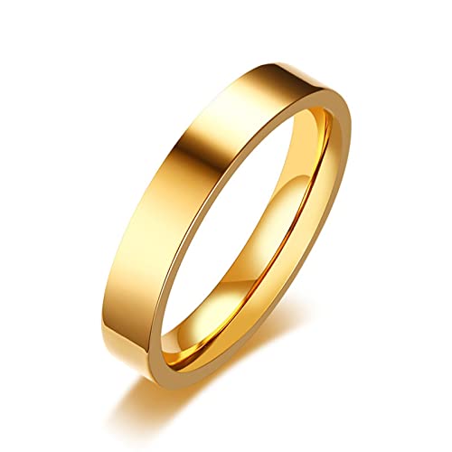 Stfery Ehering Edelstahl Damen Einfach glänzend Hochzeitsringe Paar Gold Finger Ringe Set zum Valentinstag, Größe 52 (16.6) von Stfery