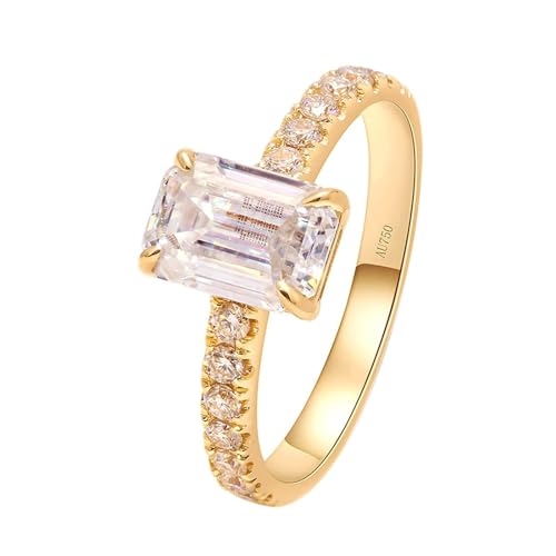 Stfery Eheringe 585 Gold Ringe für Damen 1ct Rechteckig Moissanit Ringe Damen Modeschmuck von Stfery