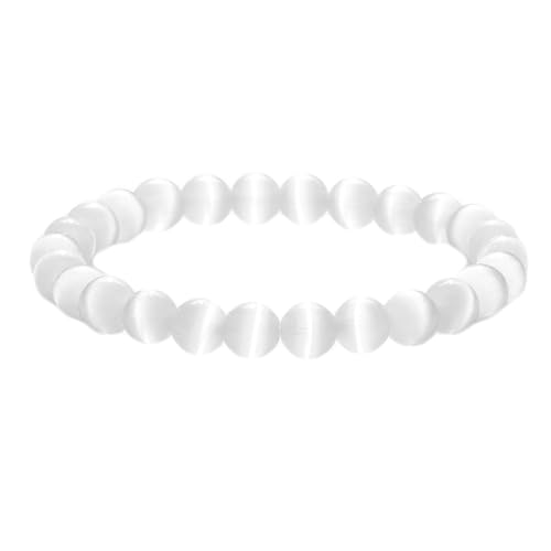 Stfery Einstellbares Armband für Damen und Herren - Opal 8mm Weiß - Unisex - Armband von Stfery