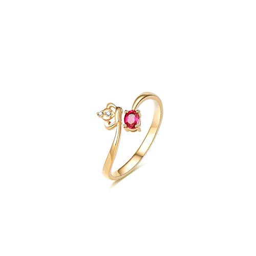 Stfery Gelbgold 18 Karat Ring Damen, Eheringe mit Rubin in Ovalschliff, Ringe Echte Goldschmuck, Gr.54 (17.2) von Stfery