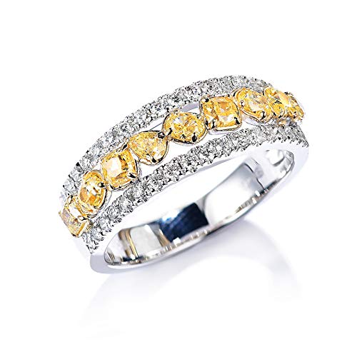 Stfery Gold 18K Ring Damen, Bohrer Reihe Stein Eheringe mit Gelber Diamant, Ringe Echt Gold, Gr.63 (20.1) von Stfery