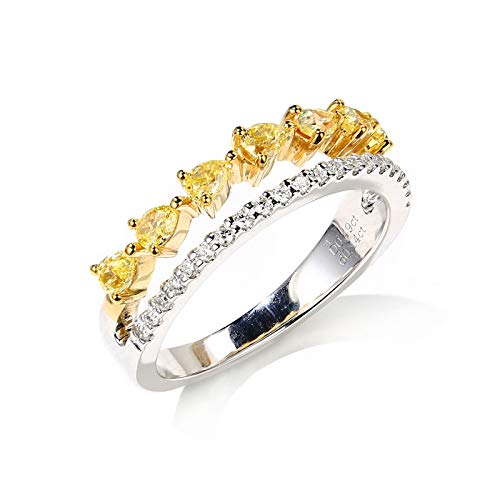 Stfery Gold 18K Ring Damen, Verlobungsring mit Gelber Diamant in Triangelschliff, Diamantring Echt Gold, Gr.63 (20.1) von Stfery