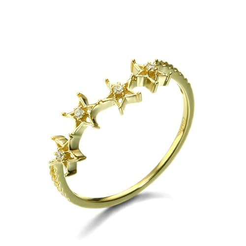 Stfery Gold Ring 18 Karat Ring für Damen Rund Diamant Ring Frauen Verlobung von Stfery