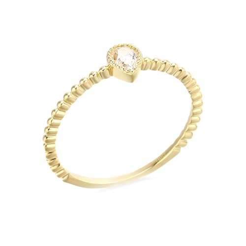 Stfery Gold Ring 18 Karat Ringe für Damen Tropfen Moissanit Verlobung Ringe Frau von Stfery