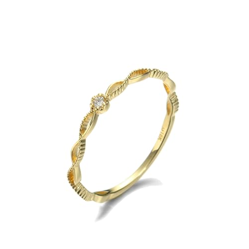 Stfery Gold Ring 18K Ring für Frauen Rund Diamant Ringe für Damen Klassisch von Stfery