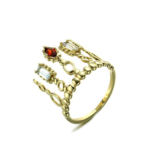 Stfery Gold Ring 18K Ringe für Frauen Marquise Granat Ring Verlobung Damen von Stfery