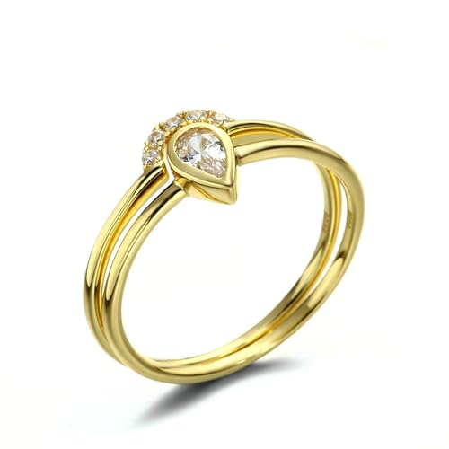 Stfery Gold Ring Echt Ring für Damen Tropfen Diamant Verlobungsringe Damen von Stfery