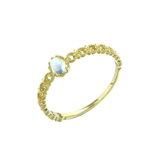 Stfery Goldring 750 Echtgold Ring für Damen Oval Opal Bandring Damen von Stfery