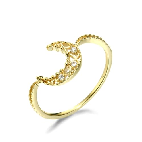 Stfery Goldring 750 Echtgold Ring für Damen Rund Diamant Bandring Damen von Stfery