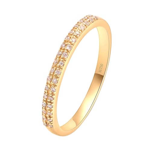 Stfery Goldring 750 Echtgold Ringe für Damen Rund Moissanit Partnerring Damen von Stfery