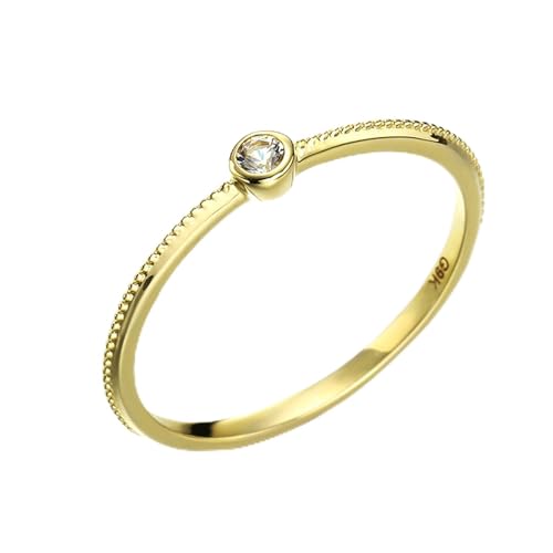 Stfery Goldring Damen 750 Echtgold Ringe für Frauen Rund Topas Verlobungsring Damen von Stfery