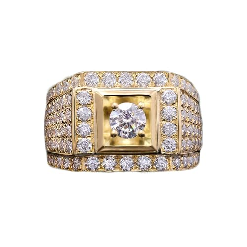 Stfery Goldring Herren 750 Echtgold Ringe für Frauen 0.5ct Rund Moissanit Ring für Herren von Stfery