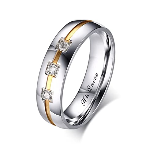 Stfery Herrenring Edelstahl Schrift His Queen Damen Ringe Herren Silber Eheringe zum Valentinstag, 62 (19.7) von Stfery