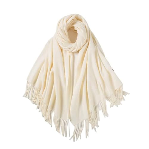 Stfery Kaschmirschal Weiß, Schal XXL Damen Winter Scarf Einfarbige Quaste Halstuch 200x70CM Warm Weich von Stfery