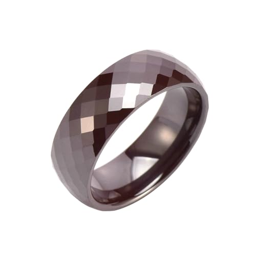 Stfery Keramik Ringe für Herren, 8mm Ringe Schwarz Rhombus Muster Hochzeitsring Herren von Stfery
