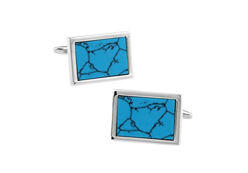 Manschettenknopf Herren, Männer Manschettenknöpfe Grün Kupfer Cufflinks Rechteckig Türkis Anzug Accessoires Schmuck Geschenk von Stfery