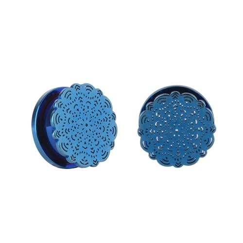 Stfery Ohr Plug 10mm, 2 Pcs Tunnel Plug Edelstahl Blau Mit Blume Muster Damen Plug Ohr von Stfery