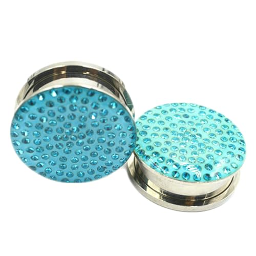 Stfery Ohr Plug 12mm, 2 Pcs Edelstahl Ohr Plugs Blau See Mit Blau See Zirkonia Ohr Plug Männer von Stfery