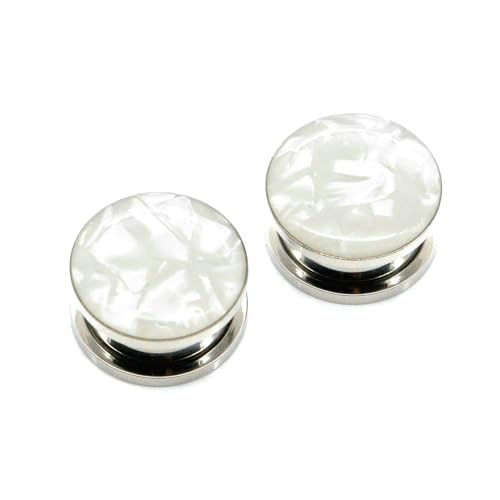 Stfery Ohr Plug 14mm, 2 Pcs Ohr Plugs Chirurgenstahl Weiß Rund Form Tunnel Ohrringe Herren von Stfery