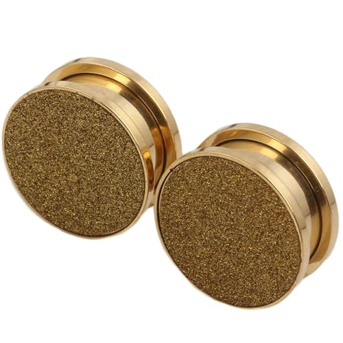 Stfery Ohr Plug 20mm, 2 Pcs Ohrringe Chirurgenstahl Plug Gold Matt Veredelt Ohrringe Herren Tunnel von Stfery