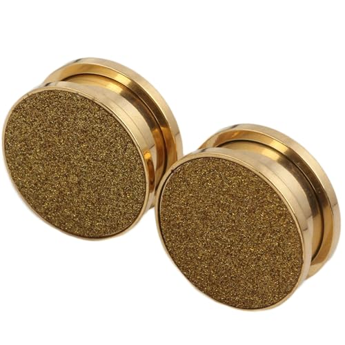 Stfery Ohr Plug 8mm, 2 Pcs Flesh Tunnel Stahl Gold Matt Veredelt Ohrringe Plugs Männer von Stfery