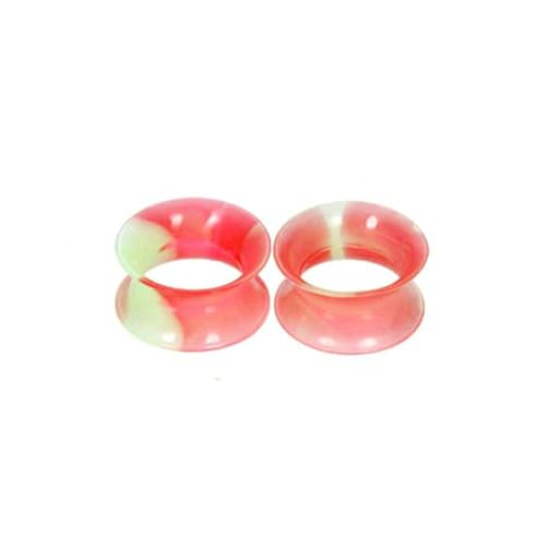 Stfery Ohr Plug 8mm, 2 Pcs Plugs Ohr Silikon Rot Grün Rot Und Grün Reifen Ohrringe Plugs Damen von Stfery