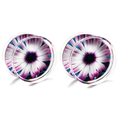 Stfery Ohr Plug Tunnel 12mm, 2 Stk Ear Tunnel Set Acryl Lila Lila Chrysantheme Ohrringe Herren Tunnel von Stfery