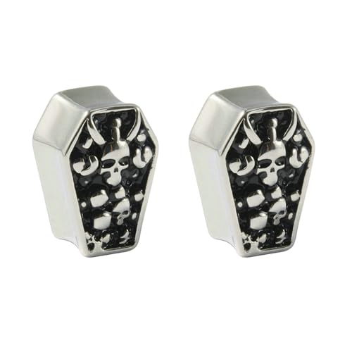 Stfery Ohr Plug Tunnel 14mm, 2 Stk Plug Chirurgenstahl Silber Rhombus Mit Schädel Tunnel Ohrringe Herren von Stfery