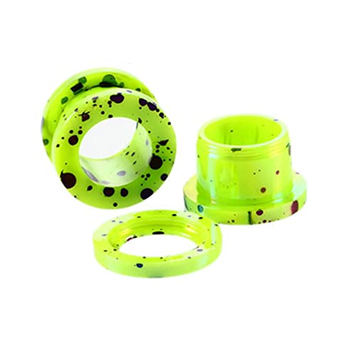 Stfery Ohr Tunnel, Tunnel 6MM 2G Flesh Schmuck Plug Acryl Grüner Reifen mit Punktmuster 1 Paare Beste Freundin Geschenke für Damen Herren von Stfery
