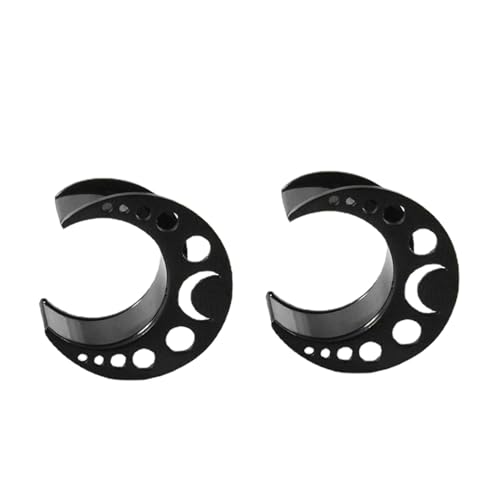 Stfery Ohr Tunnel 10mm, 2 Stk Flesh Tunnel Stahl Schwarz Schwarz Hohl Mond Ohr Plug Herren von Stfery